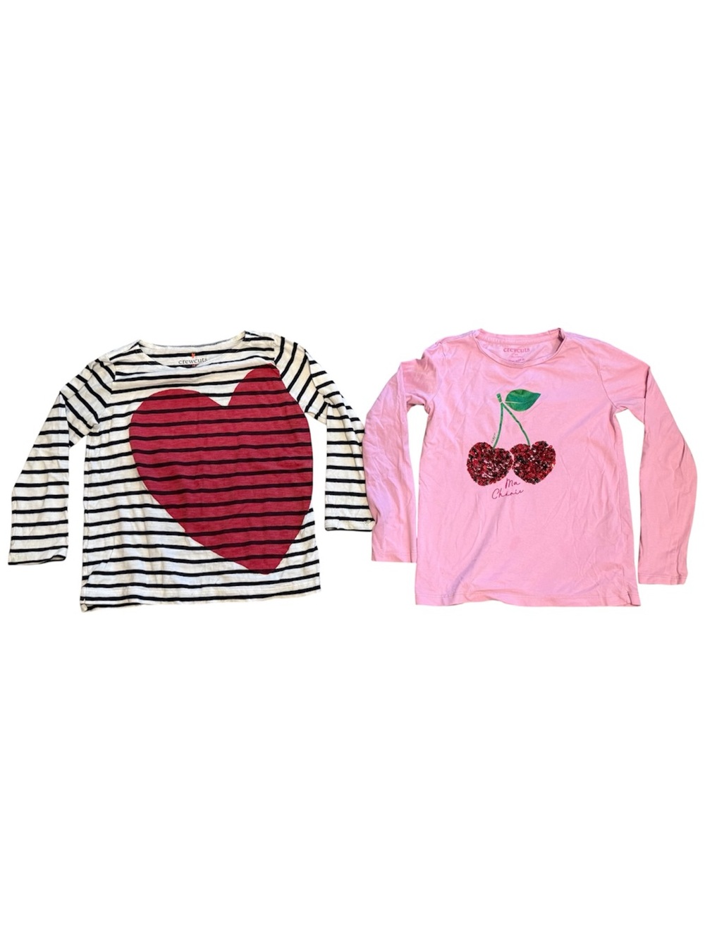 J.Crew Crewcuts Girls M 8-9 Long Sleeve Shirt Bundle Hearts Cherries